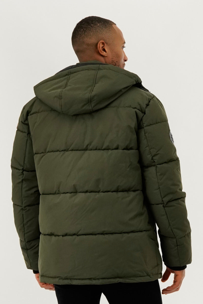 Canada Weather Gear Quilted Puffer Parka Jacket - Olive - Mens Parka Jackets - Canada Weather Gear