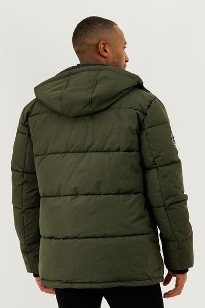 Canada Weather Gear Quilted Puffer Parka Jacket - Olive - Mens Parka Jackets - Canada Weather Gear
