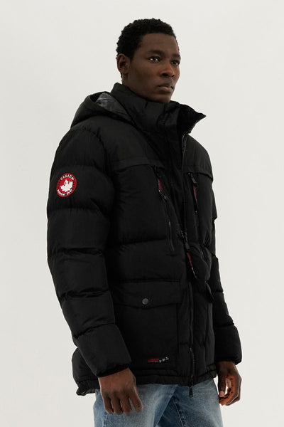 Canada Weather Gear Colour Block Puffer Bomber Jacket - Black - Mens Bomber Jackets - Canada Weather Gear