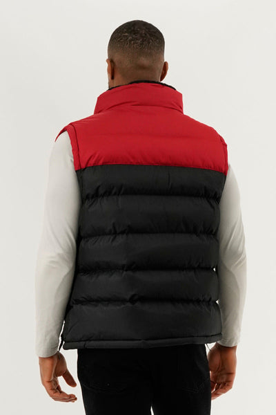 Canada Weather Gear Colour Block Puffer Vest - Red - Mens Vests - Canada Weather Gear
