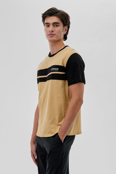 Canada Weather Gear Striped Colour Block Tee - Beige - Mens Tees & Tank Tops - Canada Weather Gear
