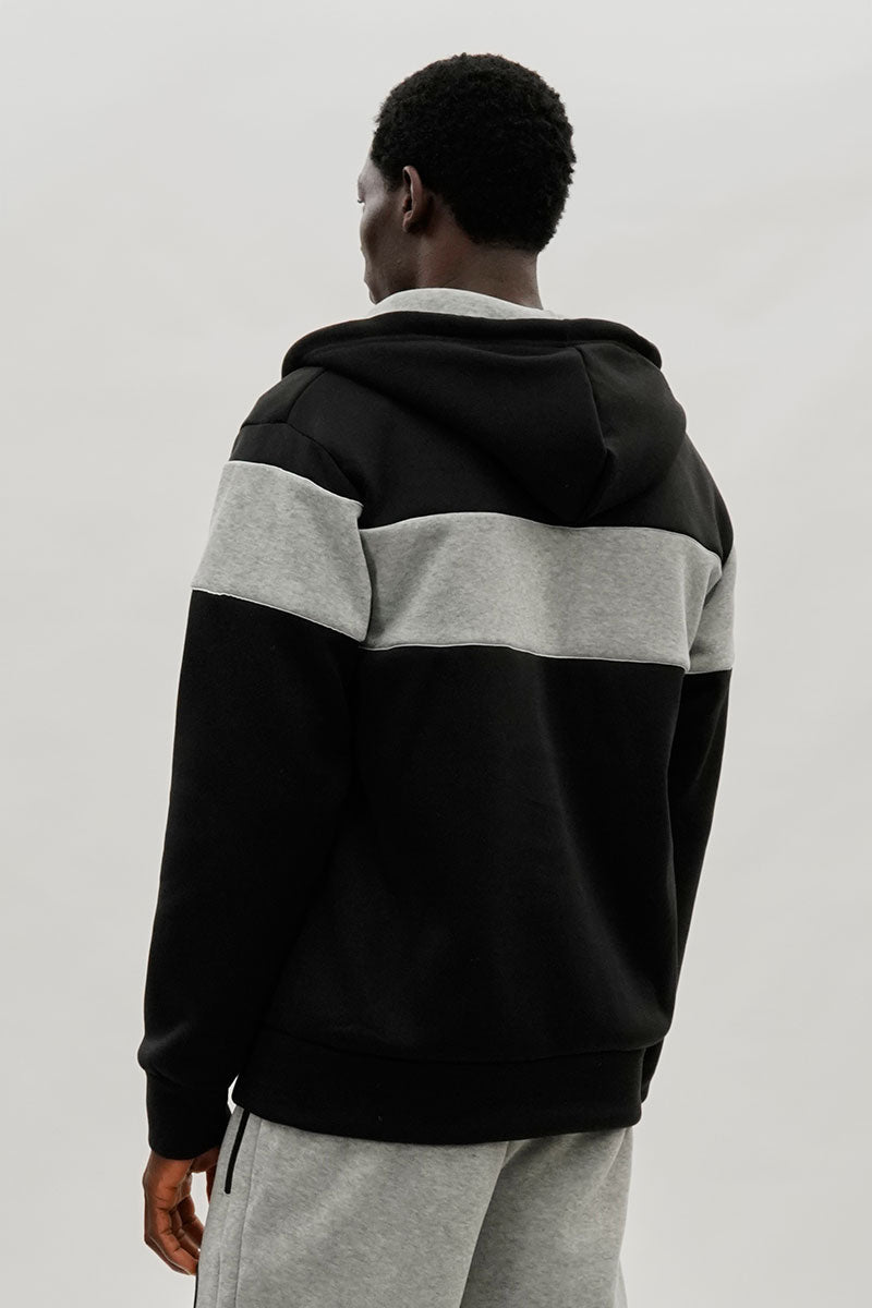 Super Triple Goose Colour Block Zip Up Hoodie - Black