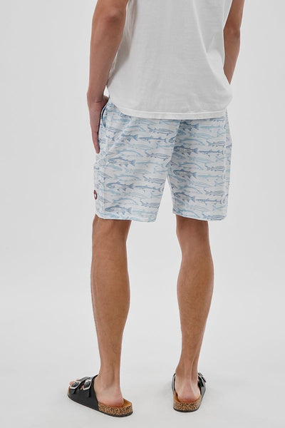 Canada Weather Gear Fish Pattern Elastic Surf Shorts - White - Mens Shorts & Capris - Canada Weather Gear