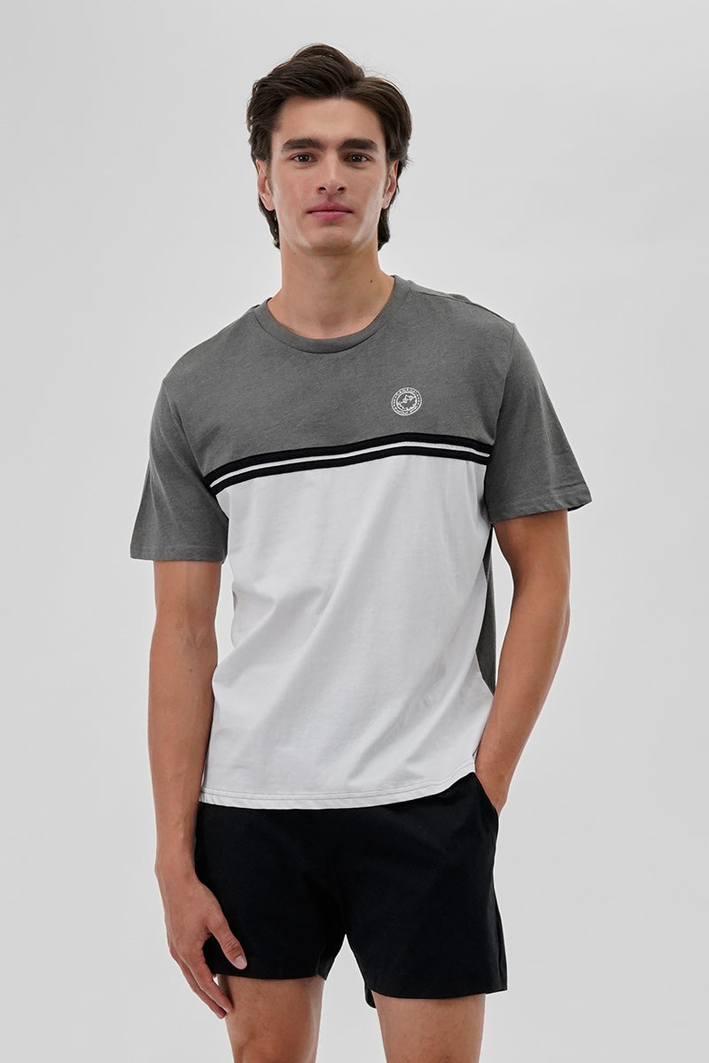 Canada Weather Gear Striped Colour Block Tee - Grey - Mens Tees & Tank Tops - Canada Weather Gear