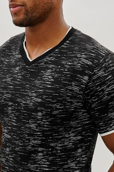 Canada Weather Gear Vintage Patterned V-Neck Tee - Black - Mens Tees & Tank Tops - Canada Weather Gear