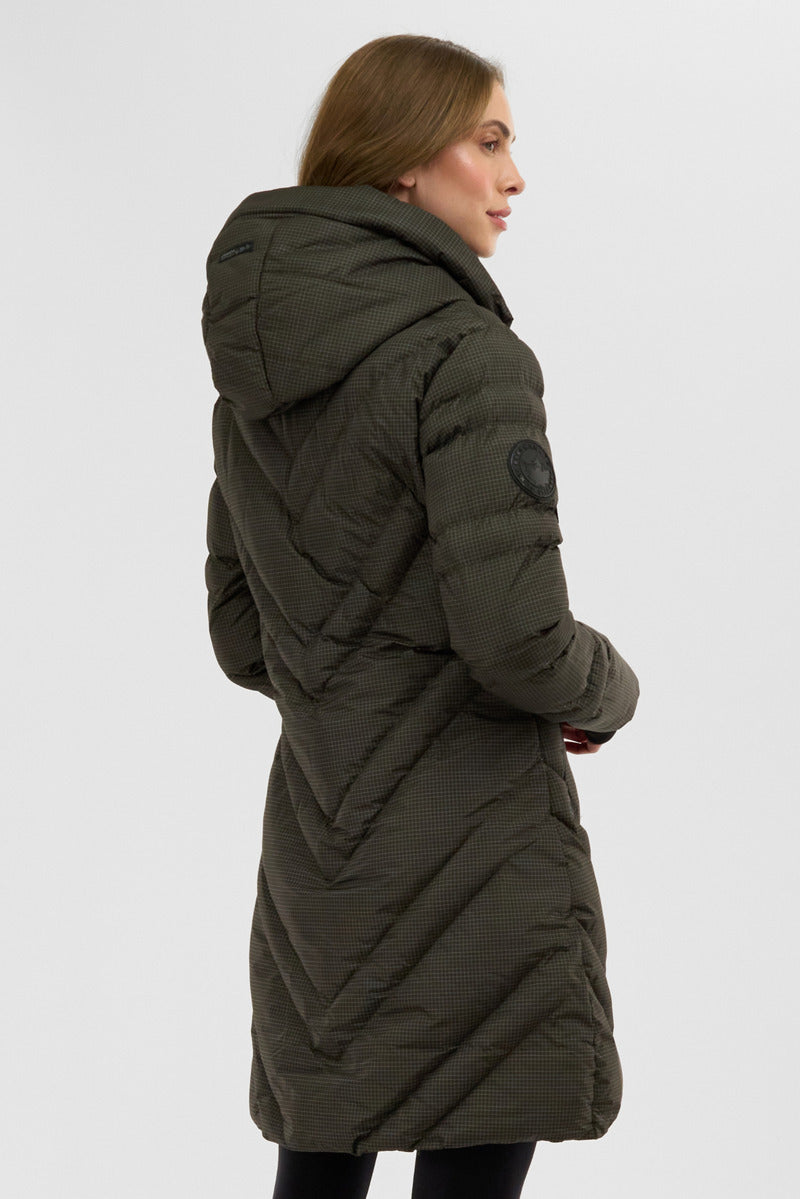 Canada Weather Gear Chevron Quilted Long Parka Jacket - Olive - Womens Parka Jackets - Canada Weather Gear