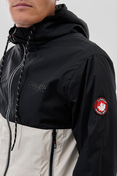 Canada Weather Gear Hooded Colour Block Lightweight Jacket - Black - Mens Lightweight Jackets - Canada Weather Gear