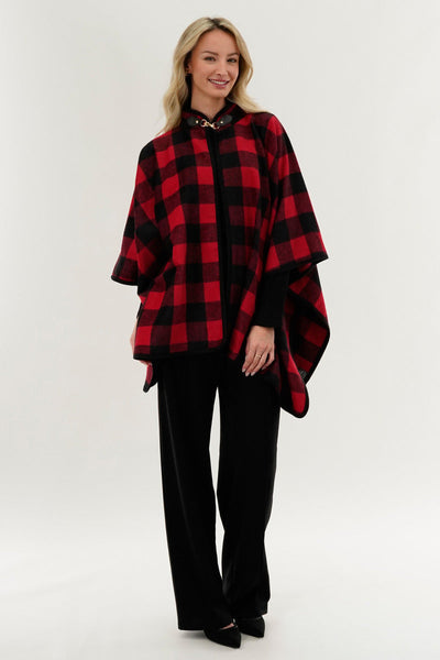 Canada Weather Gear Plaid Poncho - Red - Womens Ponchos - Canada Weather Gear