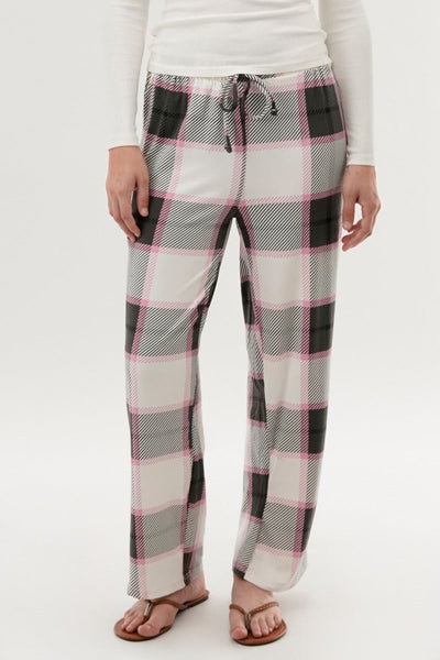 Canada Weather Gear Plaid Wide Leg Pajama Pants - White - Womens Pajamas - Canada Weather Gear