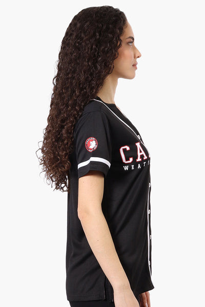 Canada Weather Gear Chest Logo Baseball Tee - Black - Womens Tees & Tank Tops - Canada Weather Gear