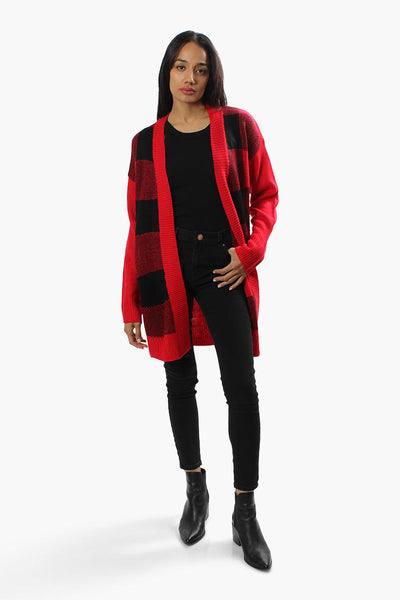 Canada Weather Gear Plaid Open Cardigan - Red - Womens Cardigans - Canada Weather Gear