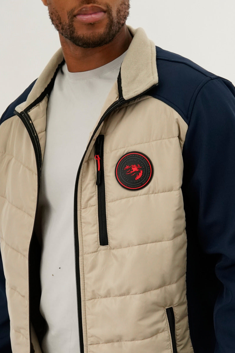 Super Triple Goose Quilted Colour Block Lightweight Jacket - Cream - Mens Lightweight Jackets - Canada Weather Gear