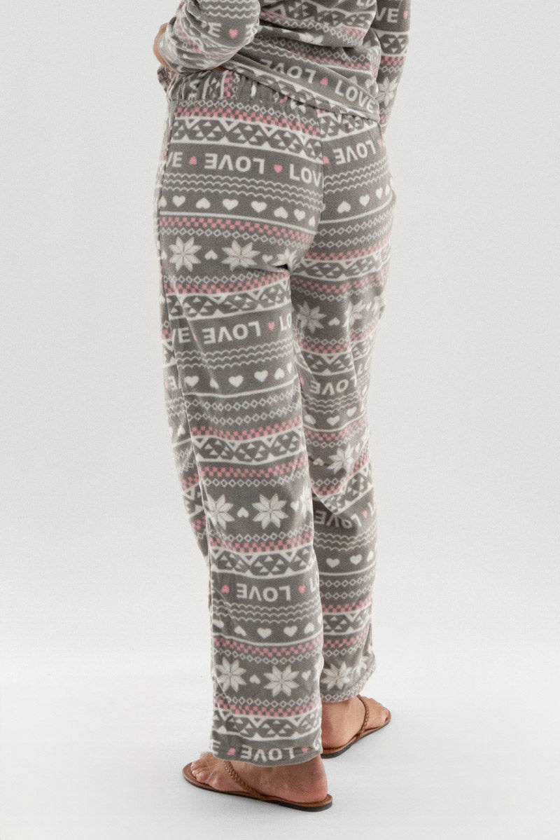 Canada Weather Gear Festive Print Wide Leg Pajama Pants - Grey - Womens Pajamas - Canada Weather Gear