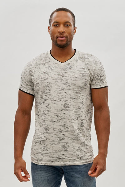 Canada Weather Gear Vintage Patterned V-Neck Tee - Stone - Mens Tees & Tank Tops - Canada Weather Gear