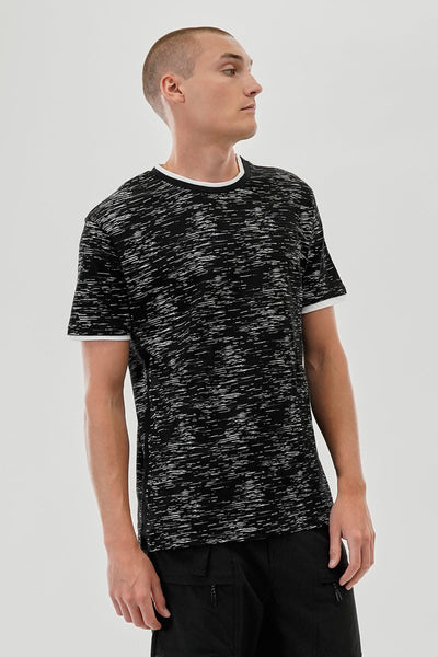Canada Weather Gear Vintage Patterned Crewneck Tee - Black - Mens Tees & Tank Tops - Canada Weather Gear