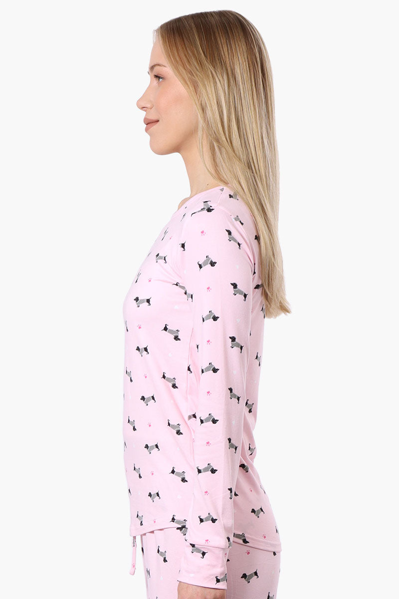 Canada Weather Gear Dachshund Pattern Pajama Top - Pink - Womens Pajamas - Canada Weather Gear