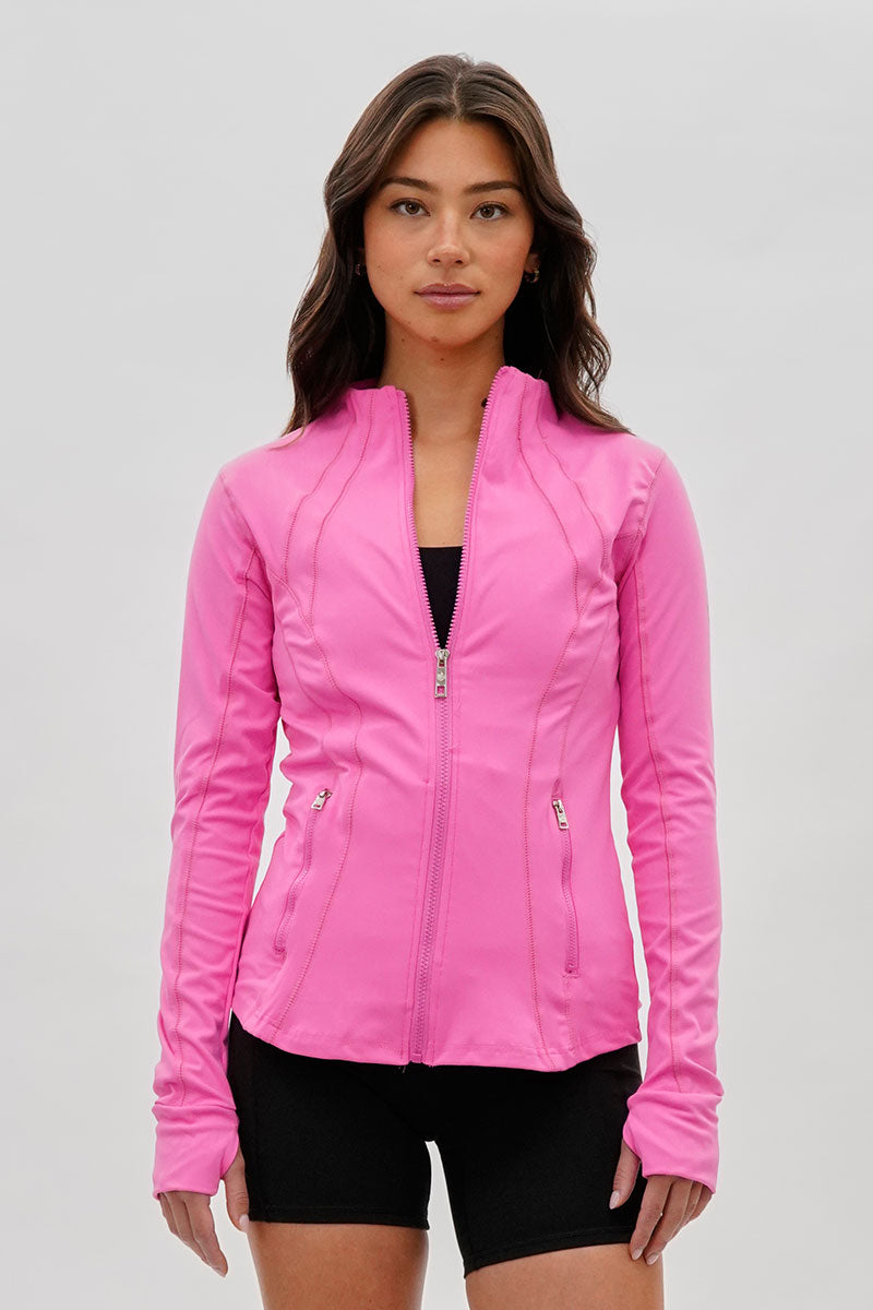 Canada Weather Gear Fitted Yoga Lightweight Jacket - Pink - Womens Lightweight Jackets - Canada Weather Gear