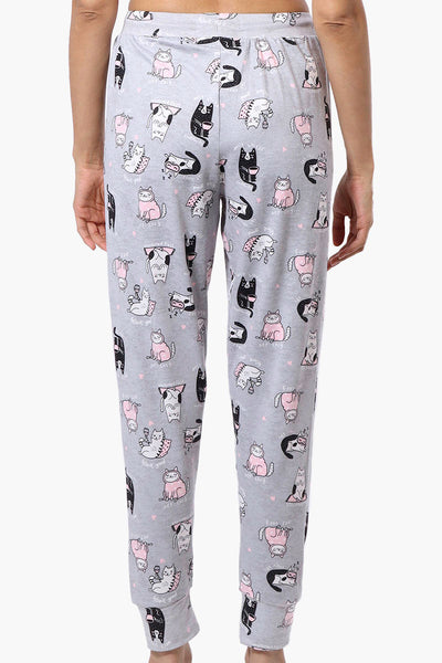 Canada Weather Gear Cat Pattern Tie Waist Pajama Bottoms - Grey - Womens Pajamas - Canada Weather Gear