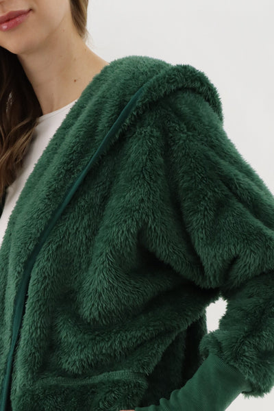 Canada Weather Gear Open Front Teddy Cardigan - Green - Womens Cardigans - Canada Weather Gear