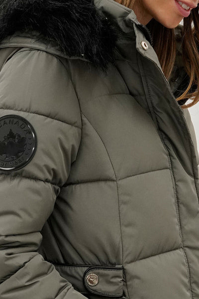 Canada Weather Gear Long Faux Fur Lined Parka Jacket - Olive