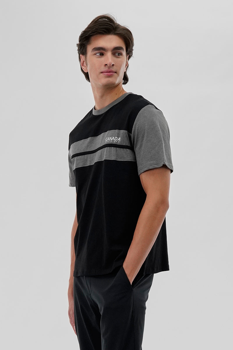 Canada Weather Gear Striped Colour Block Tee - Black - Mens Tees & Tank Tops - Canada Weather Gear