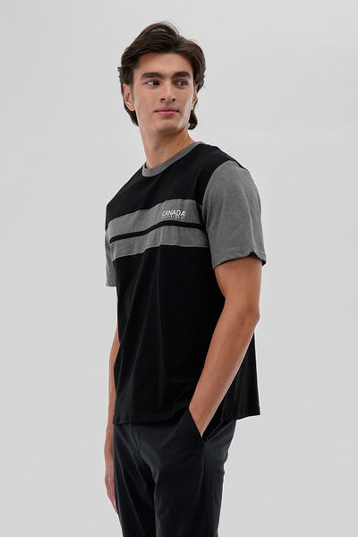 Canada Weather Gear Striped Colour Block Tee - Black - Mens Tees & Tank Tops - Canada Weather Gear