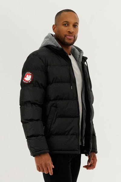 Canada Weather Gear Fleece Hood Puffer Bomber Jacket - Black - Mens Bomber Jackets - Canada Weather Gear