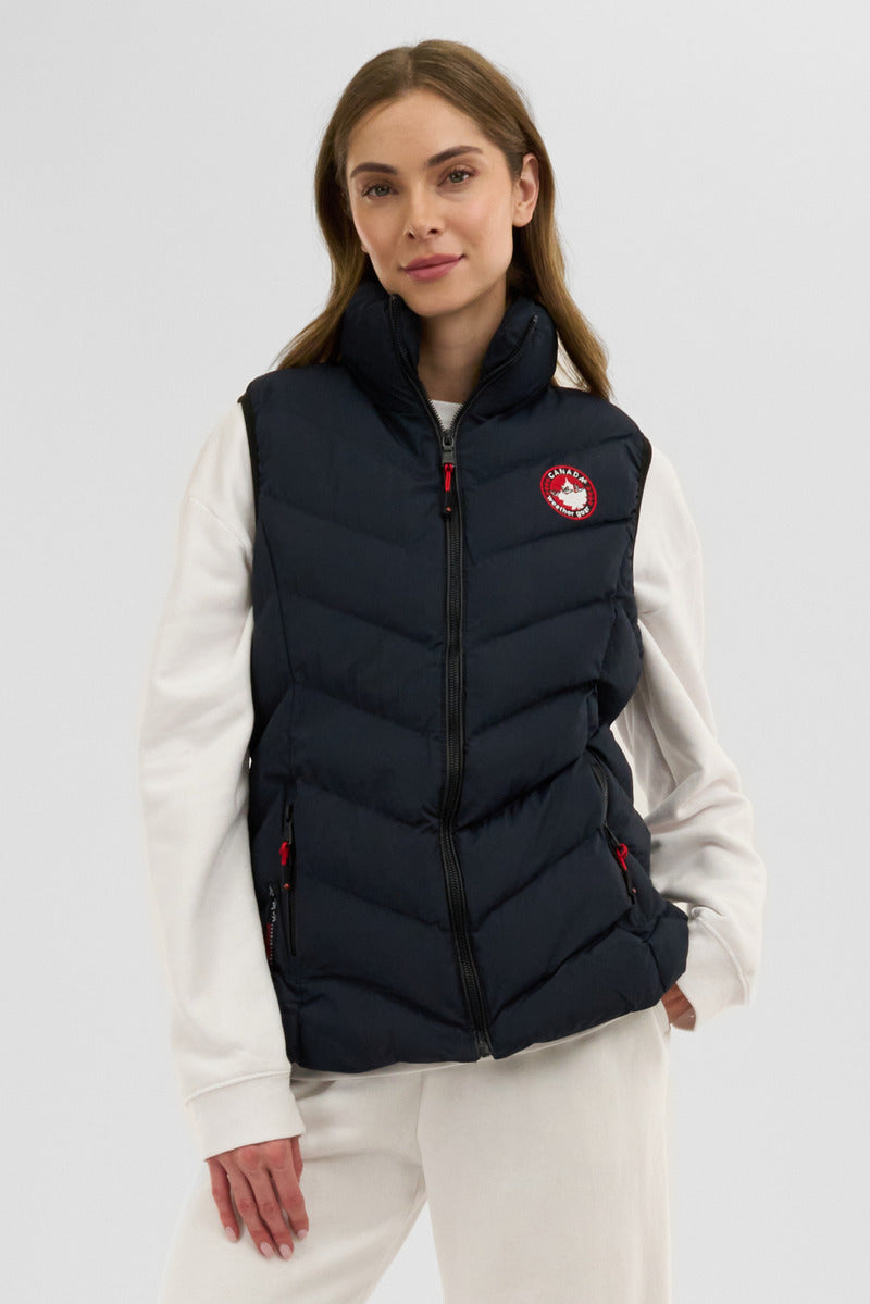 Canada Weather Gear Chevron Bubble Vest - Navy - Womens Vests - Canada Weather Gear