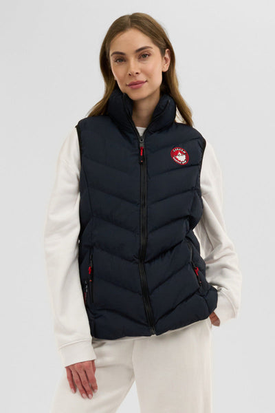 Canada Weather Gear Chevron Bubble Vest - Navy - Womens Vests - Canada Weather Gear