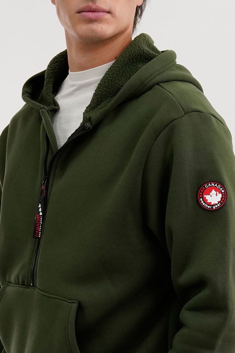 Canada Weather Gear Fleece Half Zip Hoodie - Olive