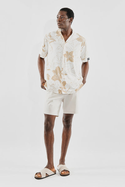 Canada Weather Gear Travel Collection Floral Button Up Casual Shirt - Cream - Mens Casual Shirts - Canada Weather Gear