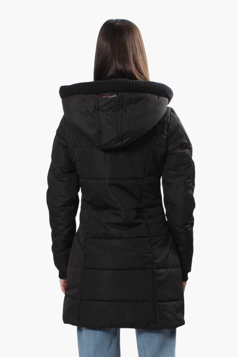 Canada Weather Gear Solid Ribbed Hood Parka Jacket - Black - Womens Parka Jackets - Canada Weather Gear