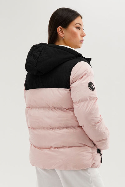 Super Triple Goose Colour Block Bomber Jacket - Pink - Womens Bomber Jackets - Canada Weather Gear