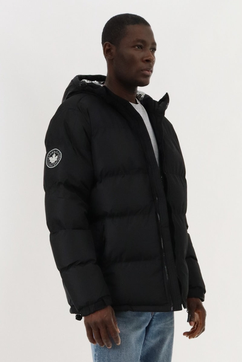 Canada Weather Gear Hooded Puffer Bomber Jacket - Black - Mens Bomber Jackets - Canada Weather Gear