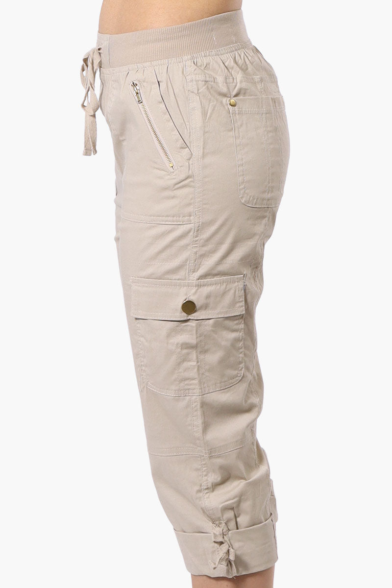 Canada Weather Gear Tie Waist Cargo Capris - Beige - Womens Shorts & Capris - Canada Weather Gear