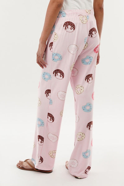 Canada Weather Gear Doughnut Print Wide Leg Pajama Pants - Pink - Womens Pajamas - Canada Weather Gear