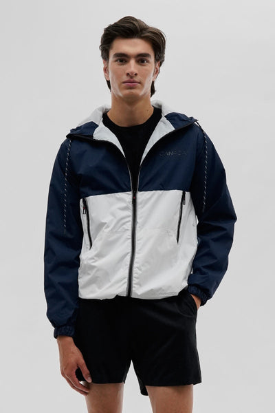 Canada Weather Gear Hooded Colour Block Lightweight Jacket - Navy - Mens Lightweight Jackets - Canada Weather Gear