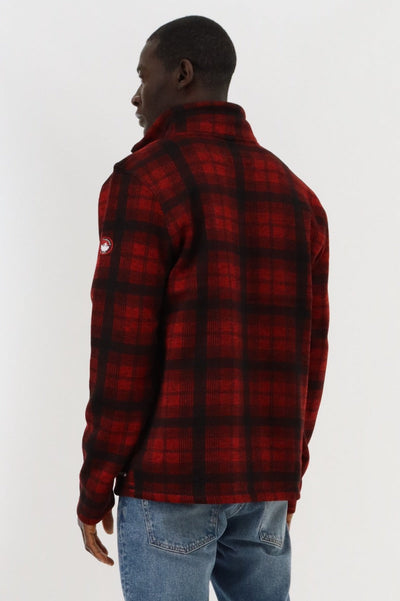 Canada Weather Gear 1/4 Zip Plaid Pullover Sweater - Red - Mens Pullover Sweaters - Canada Weather Gear
