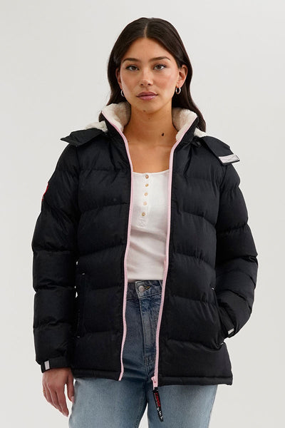 Canada Weather Gear Sherpa Lined Collar Bomber Jacket - Navy - Womens Bomber Jackets - Canada Weather Gear