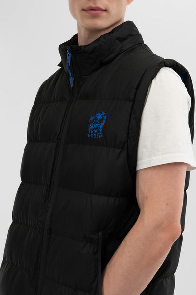Super Triple Goose Zip Off Sleeve Bomber Jacket - Blue