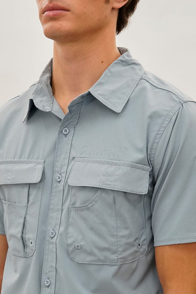 Canada Weather Gear Short Sleeve Button Up Casual Shirt - Blue - Mens Casual Shirts - Canada Weather Gear