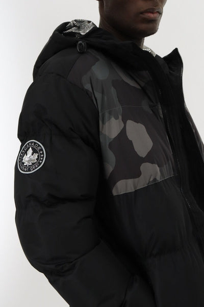 Canada Weather Gear Hooded Puffer Bomber Jacket - Black - Mens Bomber Jackets - Canada Weather Gear