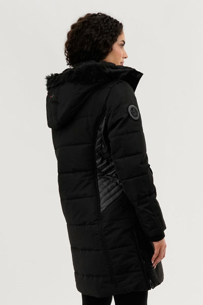 Canada Weather Gear Vegan Leather Insert Parka Jacket - Black - Womens Parka Jackets - Canada Weather Gear