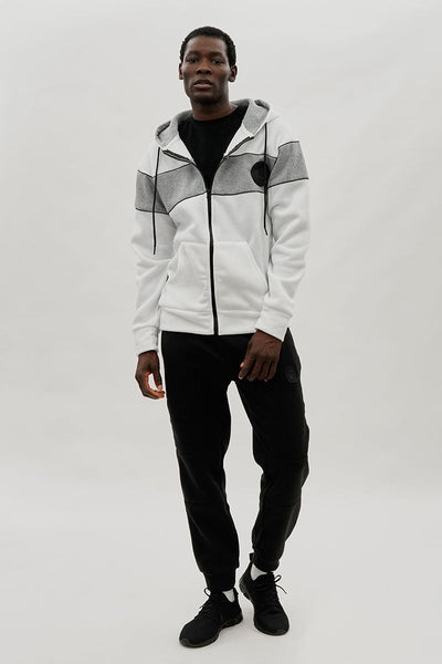 Super Triple Goose Colour Block Zip Up Hoodie - White