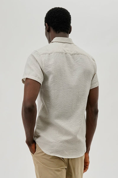 Canada Weather Gear Vintage Textured Button Up Casual Shirt - Cream - Mens Casual Shirts - International Clothiers
