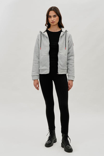 Canada Weather Gear Sherpa Lined Zip Up Lightweight Jacket - Grey - Womens Lightweight Jackets - Canada Weather Gear