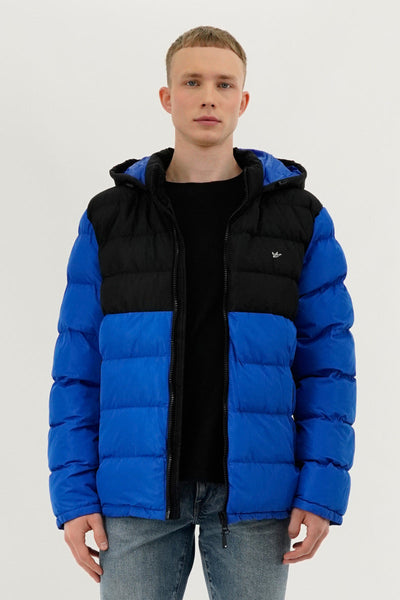 Super Triple Goose Colour Block Puffer Bomber Jacket - Navy - Mens Bomber Jackets - Canada Weather Gear