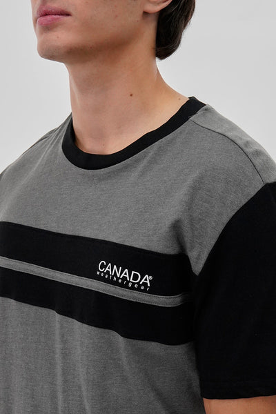 Canada Weather Gear Striped Colour Block Tee - Grey - Mens Tees & Tank Tops - Canada Weather Gear