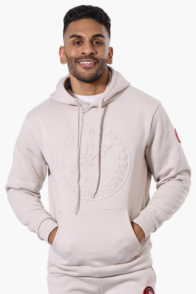 Canada Weather Gear Solid Embossed Logo Hoodie - Beige - Mens Hoodies & Sweatshirts - Canada Weather Gear