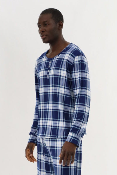 Canada Weather Gear Long Sleeve Printed Pajama Top - Blue - Mens Pajamas - Canada Weather Gear